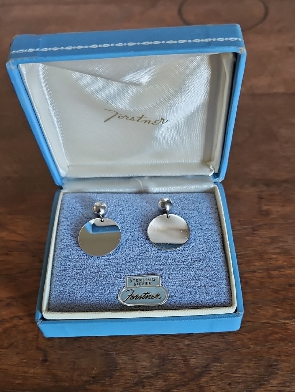 Vintage Forstner Sterling Silver Round Drop Screw On Earrings
